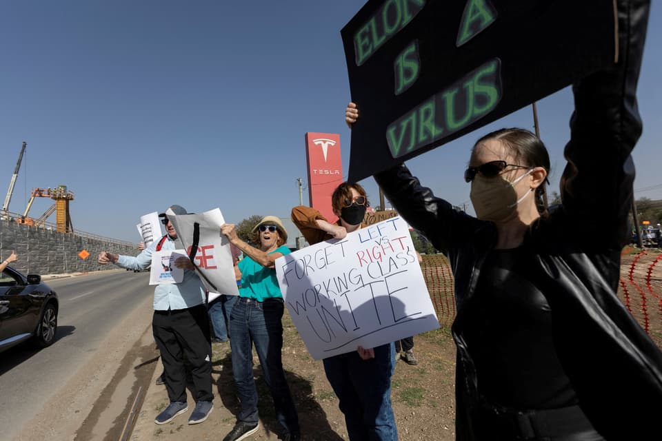 FILE PHOTO: Protest at Tesla showroom in Austin